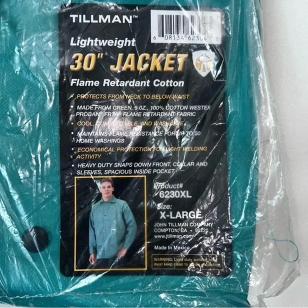 Tillman 30" Flame Resistant Green Welding Jacket - 6230 Size XL